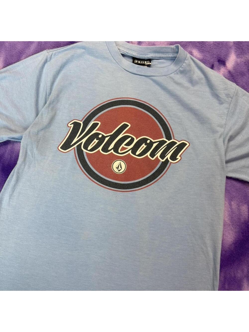Volcom baby blue graphic tee skate alt y2k